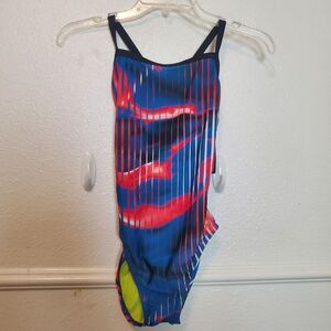 Speedo Women's Swimsuit Size 32 One Piece Team Royal Blue Red White NWT